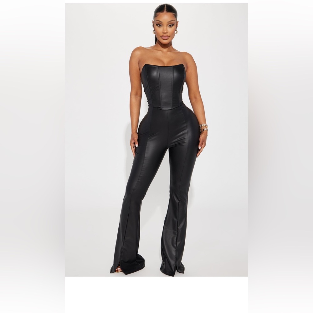 Must Be The Money Faux Leather Jumpsuit - Black